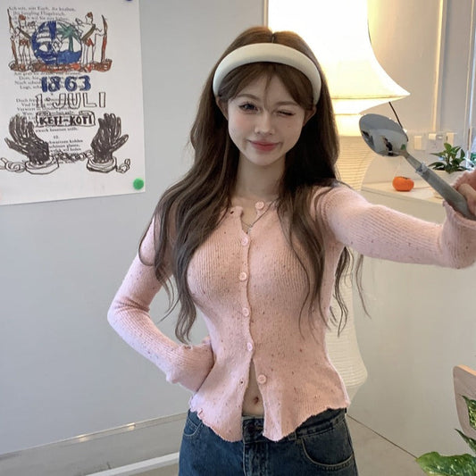 クッキー柄ニットカーディガン♡バイカラーで可愛く S1904