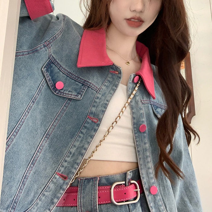 ポロ襟デニムセットアップ♡大人可愛い着こなし S1909