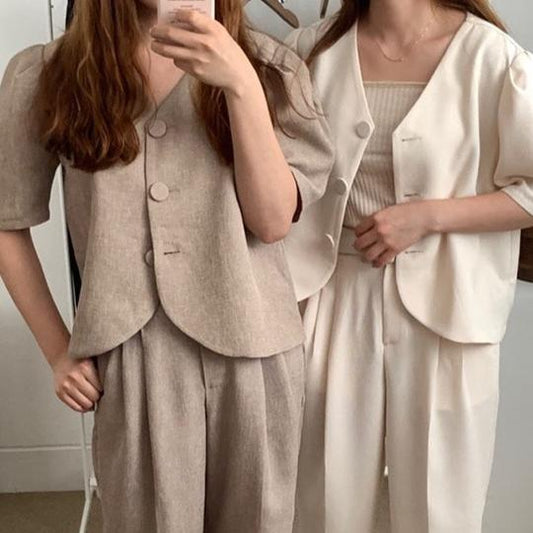 パフスリーブジャケットセットアップ♡大人可愛いコーデ S1501