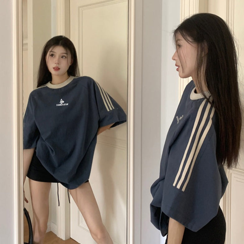 ライン柄オーバーサイズTシャツ S1369