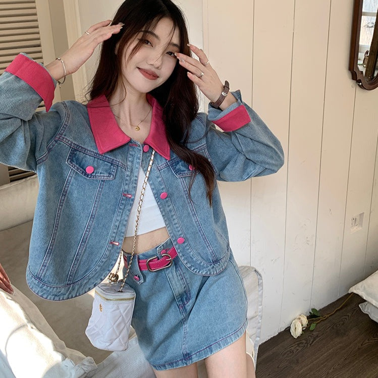 ポロ襟デニムセットアップ♡大人可愛い着こなし S1909
