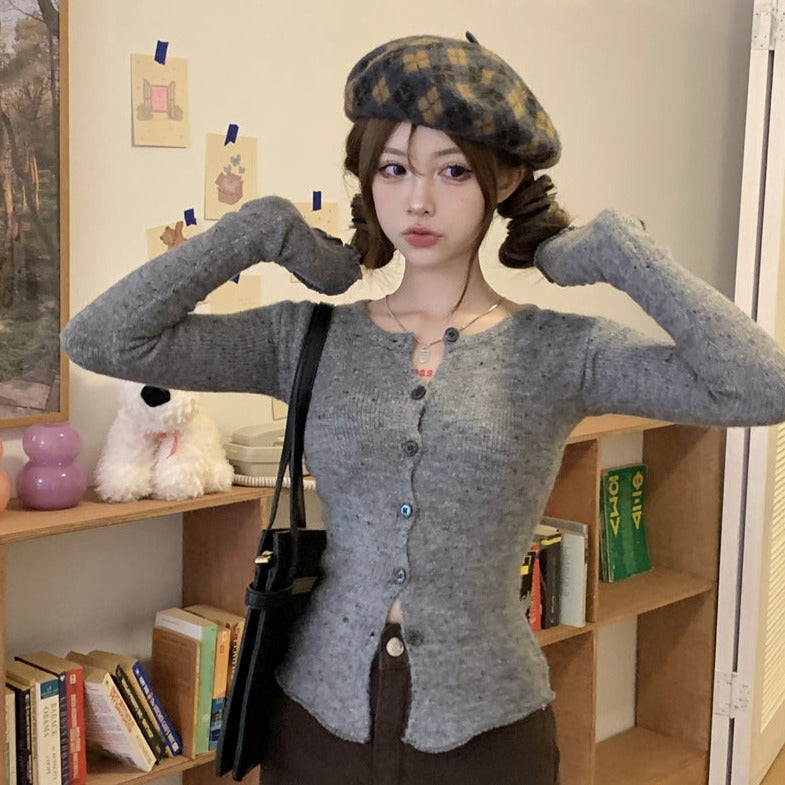 クッキー柄ニットカーディガン♡バイカラーで可愛く S1904