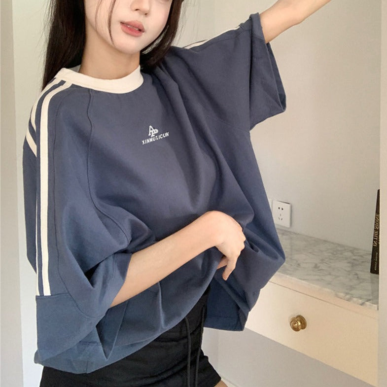 ライン柄オーバーサイズTシャツ S1369