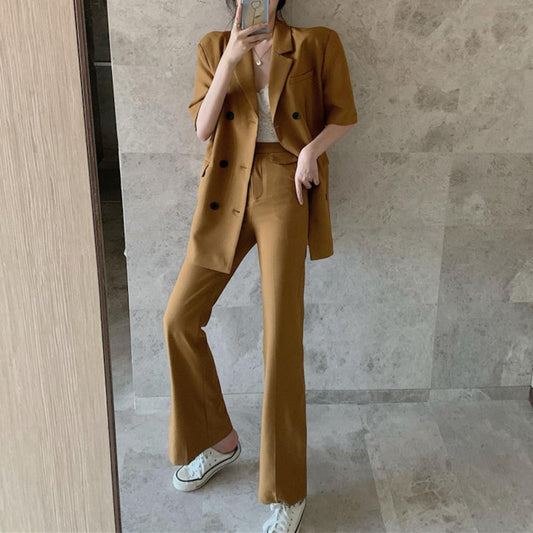 半袖スーツジャケット&フレアパンツ セットアップ S1419