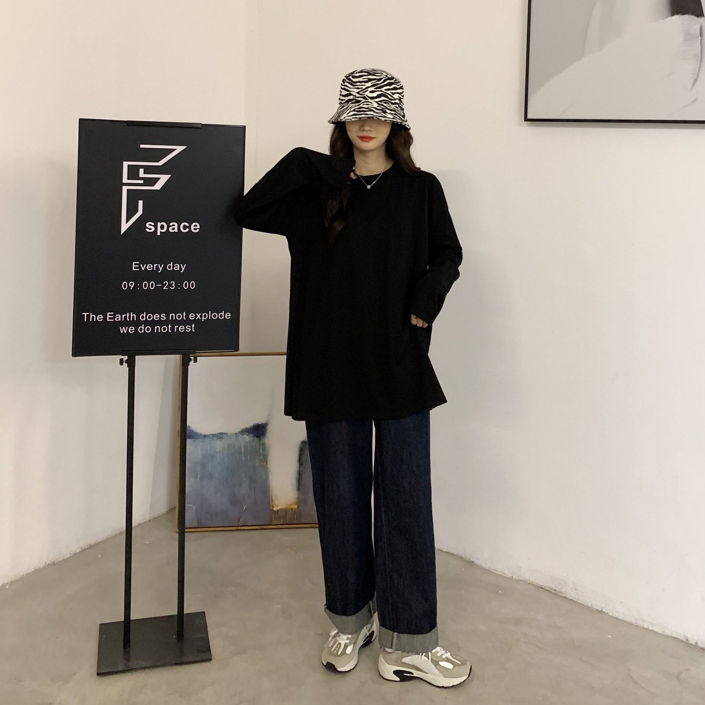 シンプルベーシックTシャツ 長袖プルオーバー S1958