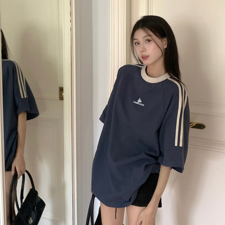 ライン柄オーバーサイズTシャツ S1369