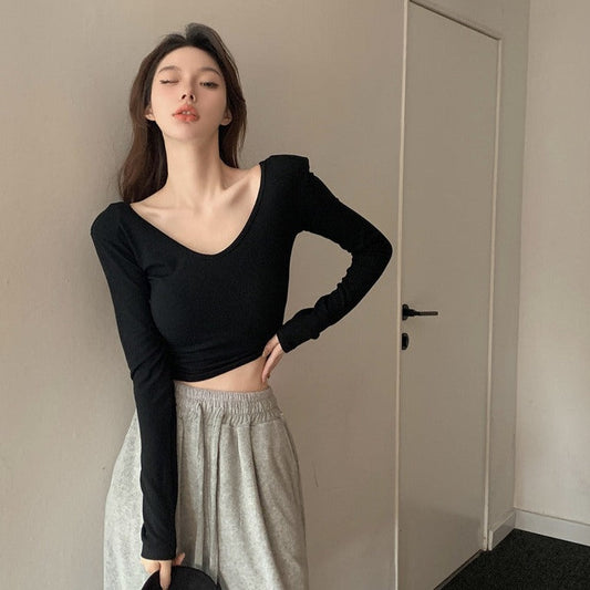 シンプルクロップTシャツ カジュアルに可愛く S1662