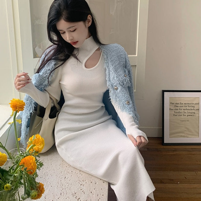 カットオフニットワンピース♡フロントボタンで大人可愛い S1935
