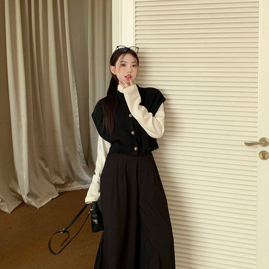 ダメージ風ショートニットベスト♡トレンド着回し楽々 S1205