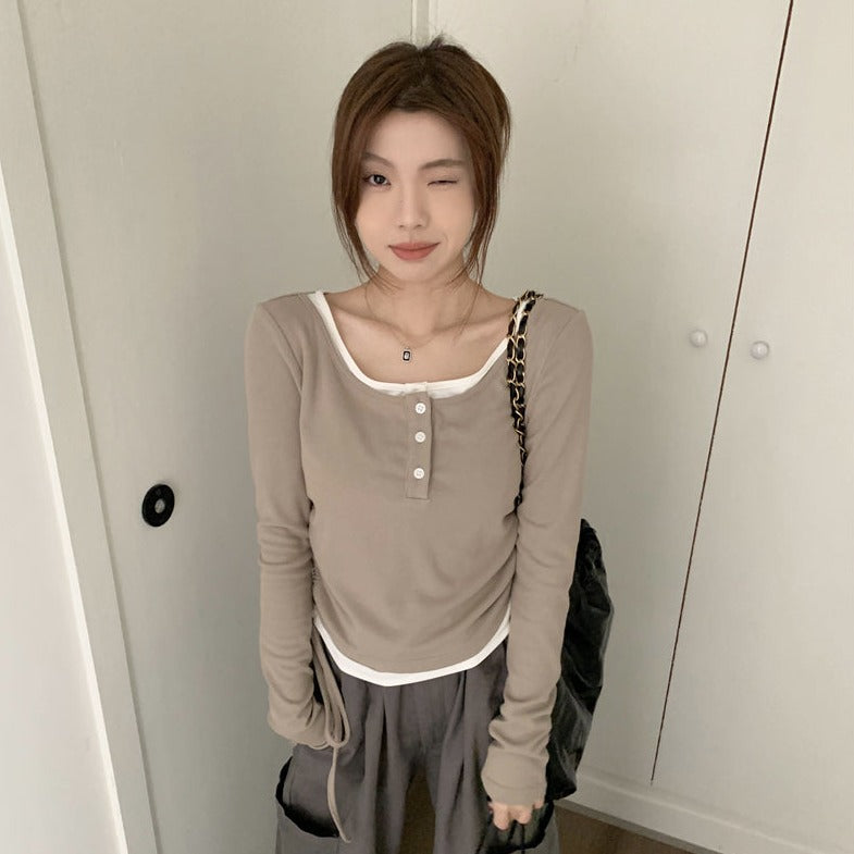 レイヤード風カットソー ゆるかわワンピース感覚 S1389