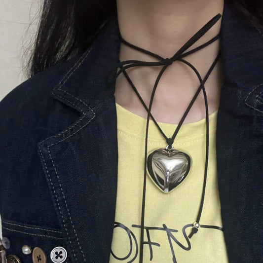 スエードハートネックレス♡ふんわり大人可愛い S1395