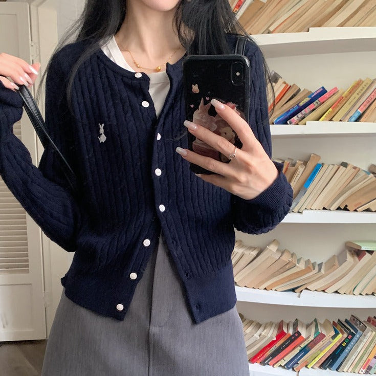 刺繍リブカーディガン3点セット【単品OK】 S1311