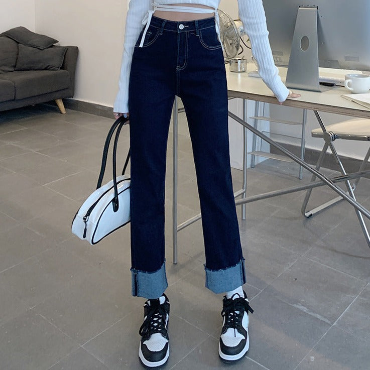 裾ロールアップストレートデニム♡ S1963