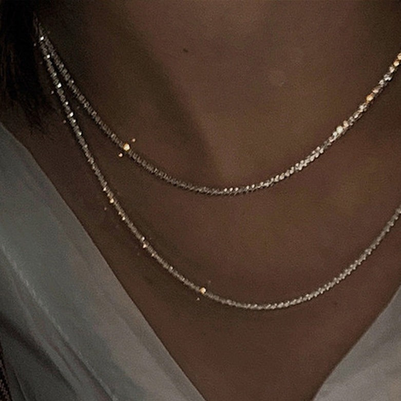 キラキラシルバー925ネックレス 2連チェーンの煌めき S1397