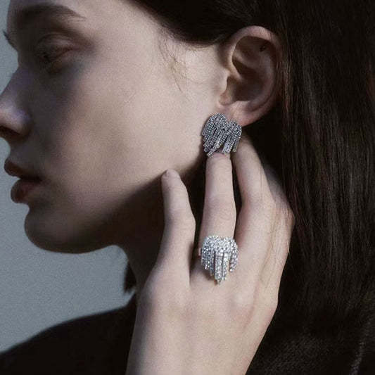 ラインストーン♡ハートピアス&リング【単品】 S1391