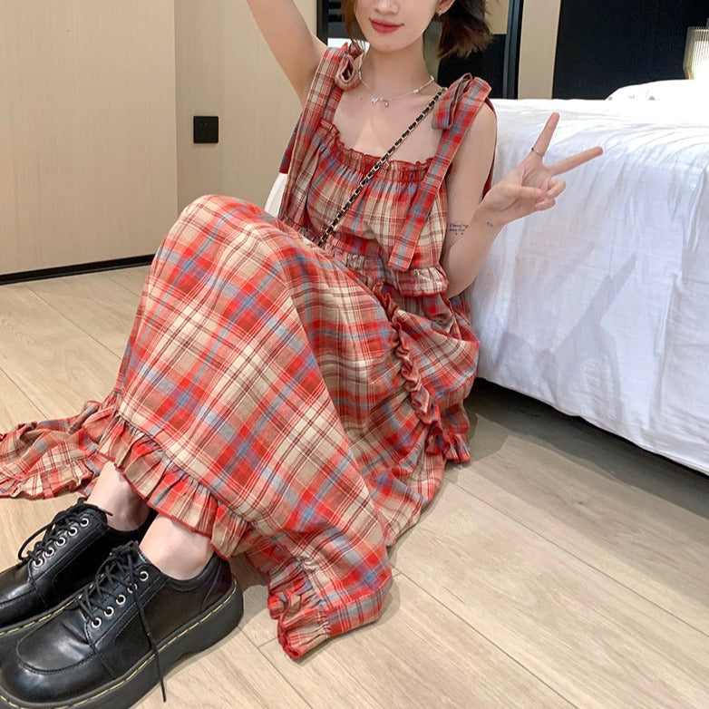 リボンショルダーチェックワンピース♡ S1347
