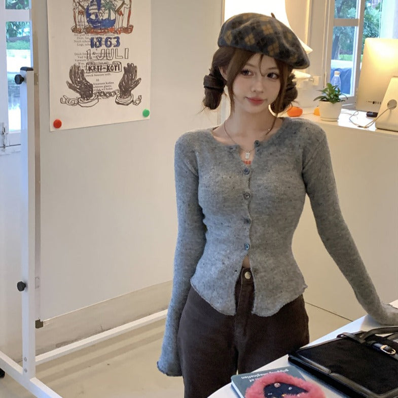 クッキー柄ニットカーディガン♡バイカラーで可愛く S1904
