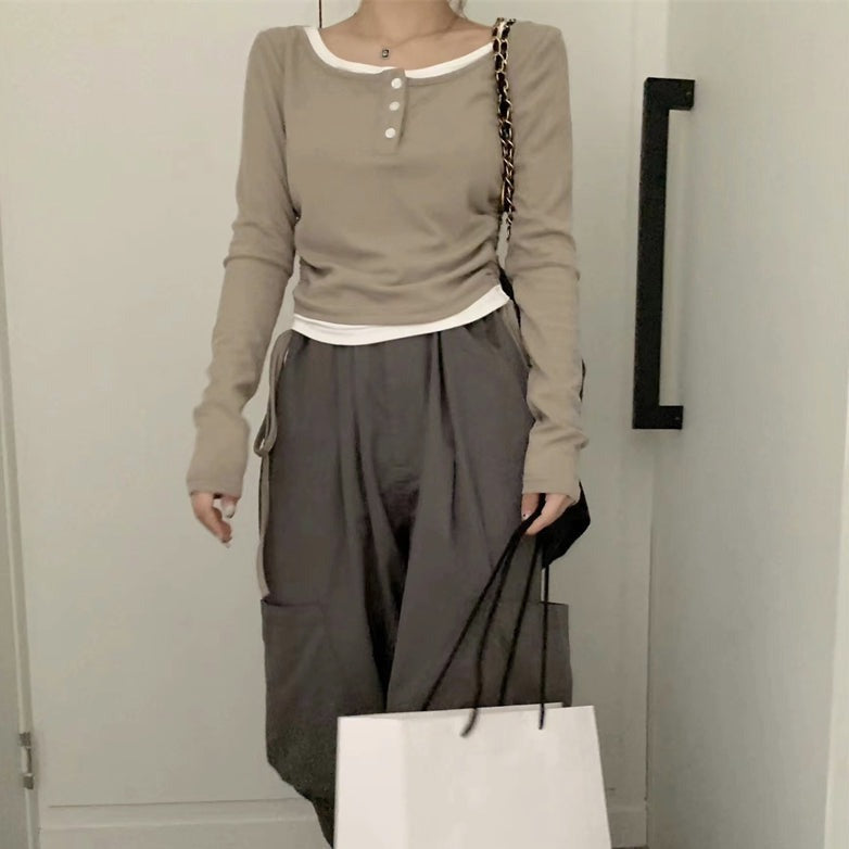レイヤード風カットソー ゆるかわワンピース感覚 S1389