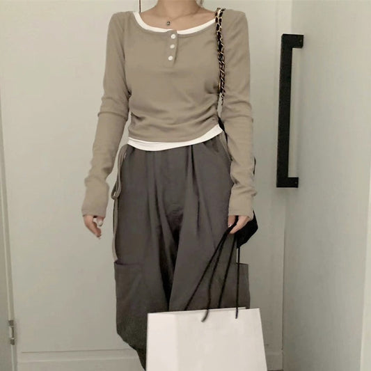 レイヤード風カットソー ゆるかわワンピース感覚 S1389