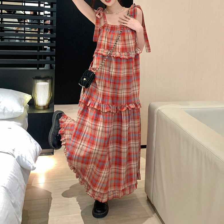 リボンショルダーチェックワンピース♡ S1347