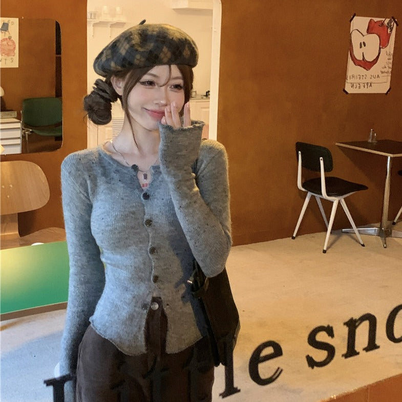 クッキー柄ニットカーディガン♡バイカラーで可愛く S1904