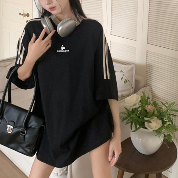 ライン柄オーバーサイズTシャツ S1369