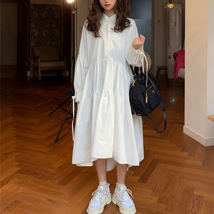 ベルト付きアシメティアードワンピース♡トレンドシルエット S1672