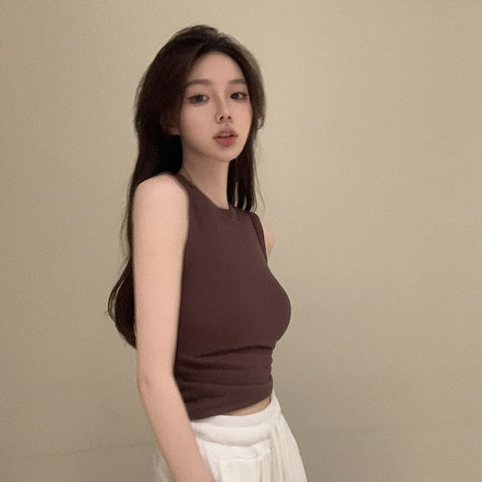 シンプルクルーネックノースリーブT S1340