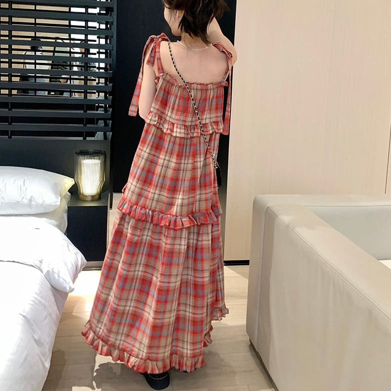 リボンショルダーチェックワンピース♡ S1347