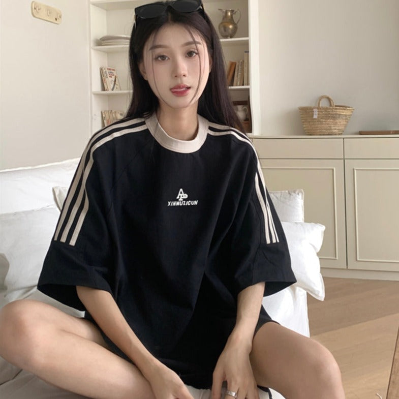 ライン柄オーバーサイズTシャツ S1369