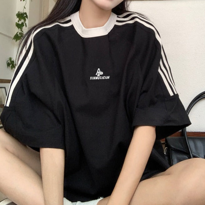 ライン柄オーバーサイズTシャツ S1369