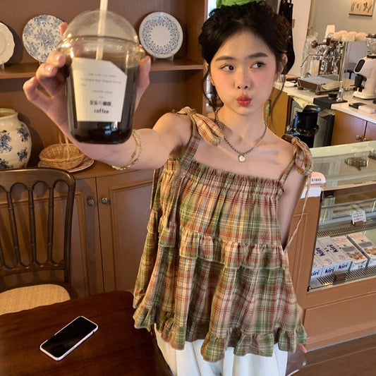 リボン肩ドットキャミ 大人可愛いワンピース S1348