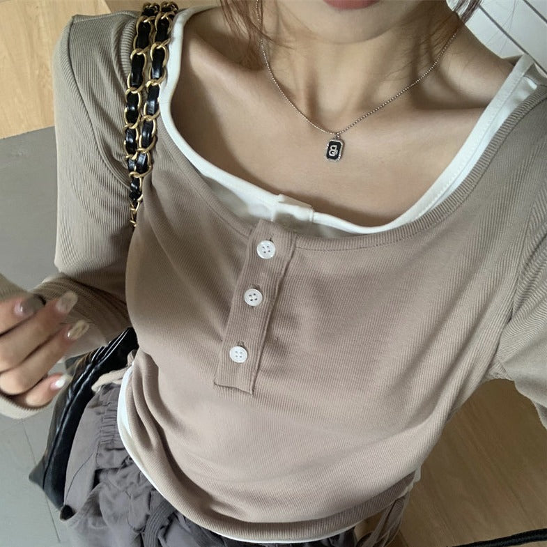 レイヤード風カットソー ゆるかわワンピース感覚 S1389