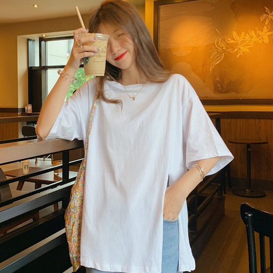 スリットデザインTシャツ サイドスリットで大人可愛い S1599