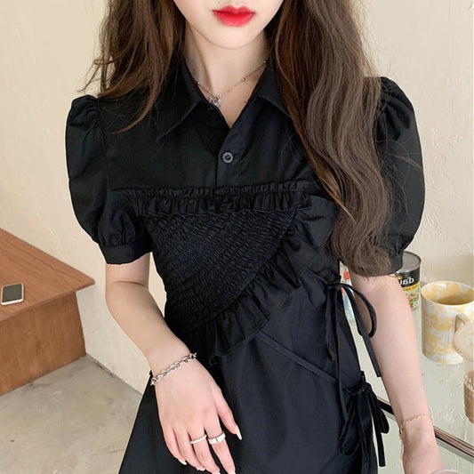 パフスリーブのふんわりワンピース S1708