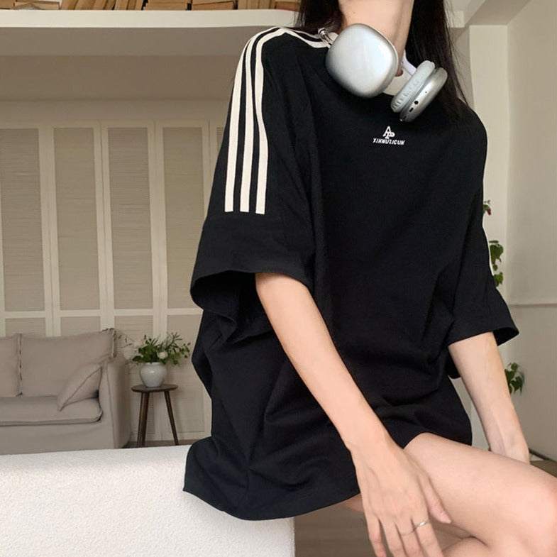 ライン柄オーバーサイズTシャツ S1369