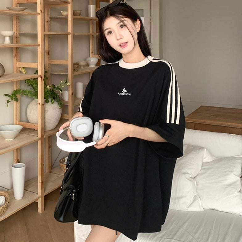 ライン柄オーバーサイズTシャツ S1369