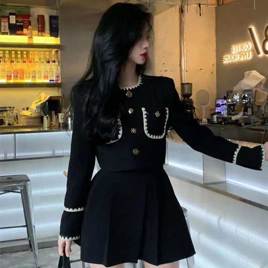 バイカラーショートジャケットセットアップ 大人可愛いツイード S1920