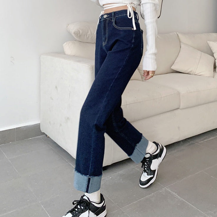 裾ロールアップストレートデニム♡ S1963