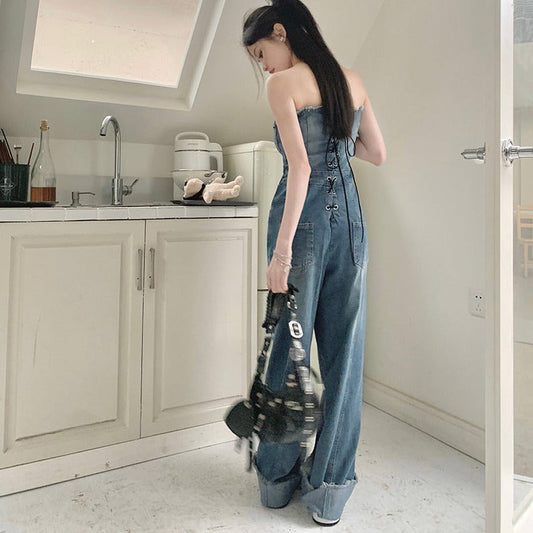 デニムオールインワン ゆったりおしゃれワンピース S1649