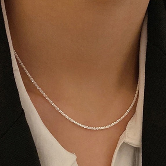 キラキラシルバー925ネックレス 2連チェーンの煌めき S1397