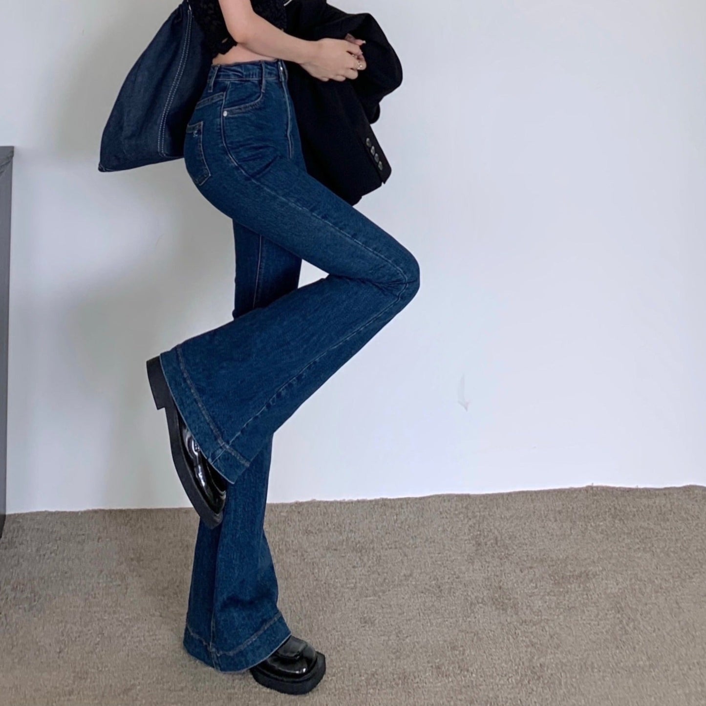 レトロなフレアデニムパンツ♡脚長効果で大人可愛い S1967