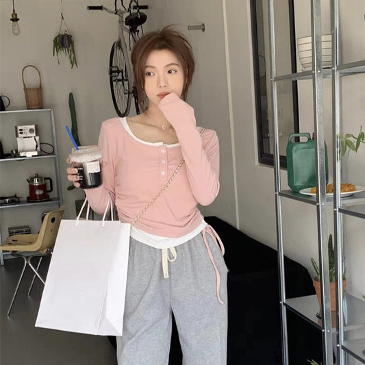 レイヤード風カットソー ゆるかわワンピース感覚 S1389