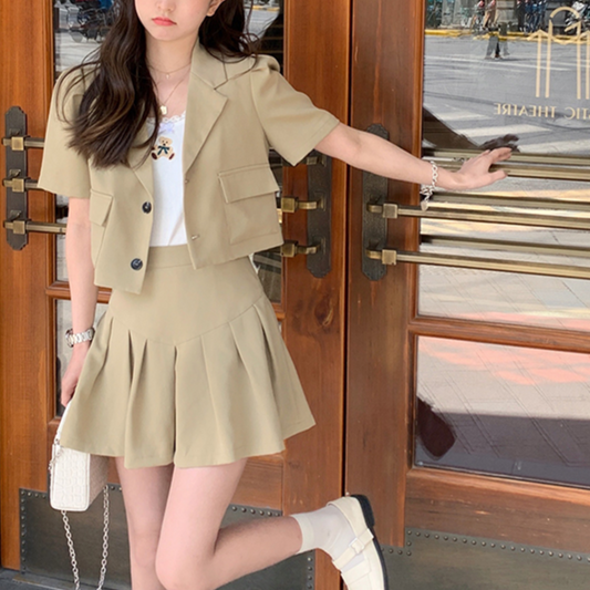ショートジャケット×プリーツスカート セットアップ S1587
