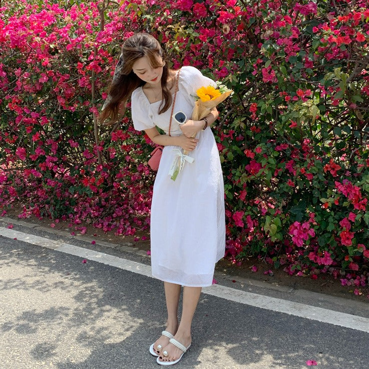 パフスリーブの花柄ワンピース♡ S1511