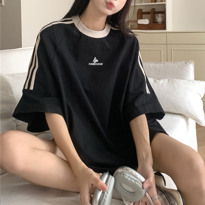 ライン柄オーバーサイズTシャツ S1369