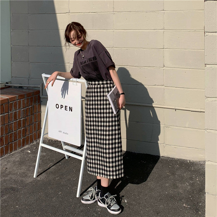 モノトーンチェックスカート シンプルで大人可愛い S1724