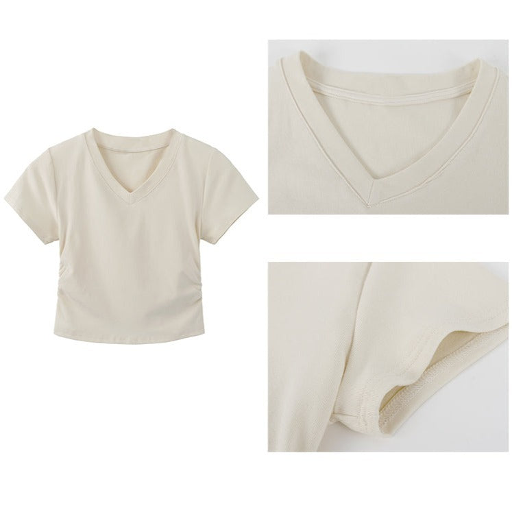 ベーシックVネックTシャツ シンプルで可愛いデザイン S1651