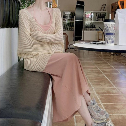 ニット×キャミワンピセット 大人可愛いコーデに S1319