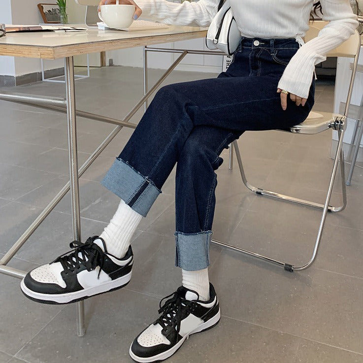 裾ロールアップストレートデニム♡ S1963